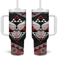 Taniko Aotearoa Tumbler With Handle Poutama Mix Piwakawaka - Ver02 LT7 One Size: 40 oz Red - Polynesian Pride