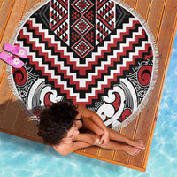 Maori Tukutuku Taniko Motifs Beach Blanket Red Poutama Mix Kowhaiwhai LT7 - Polynesian Pride