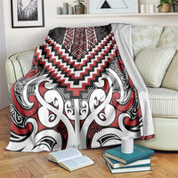 Maori Tukutuku Taniko Motifs Blanket Red Poutama Mix Kowhaiwhai LT7 Red - Polynesian Pride