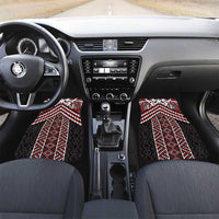 Maori Tukutuku Taniko Motifs Car Mats Red Poutama Mix Kowhaiwhai LT7 Set 2pcs - Front Red - Polynesian Pride