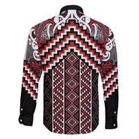 Maori Tukutuku Taniko Motifs Family Matching Short Sleeve Bodycon Dress and Hawaiian Shirt Red Poutama Mix Kowhaiwhai LT7 - Polynesian Pride