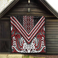 Maori Tukutuku Taniko Motifs Quilt Red Poutama Mix Kowhaiwhai