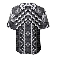 Maori Tukutuku Taniko Motifs Baseball Jersey Black Poutama Mix Kowhaiwhai