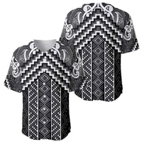 Maori Tukutuku Taniko Motifs Baseball Jersey Black Poutama Mix Kowhaiwhai