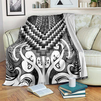 Maori Tukutuku Taniko Motifs Blanket Black Poutama Mix Kowhaiwhai LT7 Black - Polynesian Pride