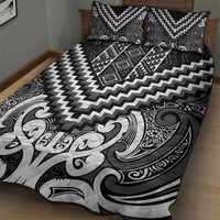 Maori Tukutuku Taniko Motifs Quilt Bed Set Black Poutama Mix Kowhaiwhai LT7 - Polynesian Pride