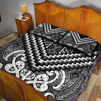 Maori Tukutuku Taniko Motifs Quilt Bed Set Black Poutama Mix Kowhaiwhai LT7 - Polynesian Pride
