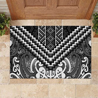 Maori Tukutuku Taniko Motifs Rubber Doormat Black Poutama Mix Kowhaiwhai