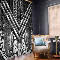 Maori Tukutuku Taniko Motifs Window Curtain Black Poutama Mix Kowhaiwhai LT7 - Polynesian Pride