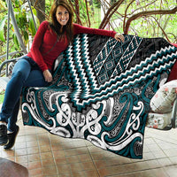 Maori Tukutuku Taniko Motifs Quilt Teal Poutama Mix Kowhaiwhai