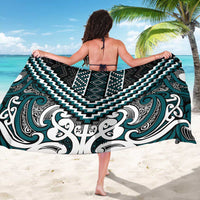 Maori Tukutuku Taniko Motifs Sarong Teal Poutama Mix Kowhaiwhai