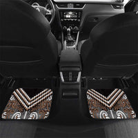 Maori Tukutuku Taniko Motifs Car Mats Brown Poutama Mix Kowhaiwhai LT7 Set 2pcs - Back Brown - Polynesian Pride