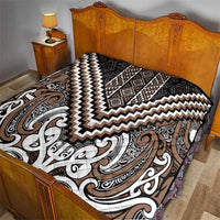 Maori Tukutuku Taniko Motifs Quilt Brown Poutama Mix Kowhaiwhai