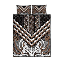 Maori Tukutuku Taniko Motifs Quilt Bed Set Brown Poutama Mix Kowhaiwhai LT7 - Polynesian Pride