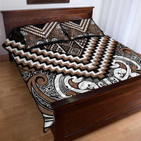 Maori Tukutuku Taniko Motifs Quilt Bed Set Brown Poutama Mix Kowhaiwhai LT7 - Polynesian Pride