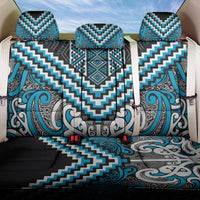 Maori Tukutuku Taniko Motifs Back Car Seat Cover Turquoise Poutama Mix Kowhaiwhai