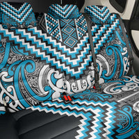 Maori Tukutuku Taniko Motifs Back Car Seat Cover Turquoise Poutama Mix Kowhaiwhai
