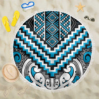 Maori Tukutuku Taniko Motifs Beach Blanket Turquoise Poutama Mix Kowhaiwhai LT7 One Size 150cm Turquoise - Polynesian Pride