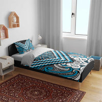 Maori Tukutuku Taniko Motifs Bedding Set Turquoise Poutama Mix Kowhaiwhai