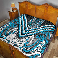Maori Tukutuku Taniko Motifs Quilt Turquoise Poutama Mix Kowhaiwhai