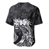 Polynesian Women's Day Baseball Jersey Plumeria Passion - Black LT7 - Polynesian Pride