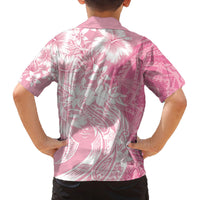 Polynesian Women's Day Family Matching Off Shoulder Long Sleeve Dress and Hawaiian Shirt Plumeria Passion - Pink LT7 - Polynesian Pride