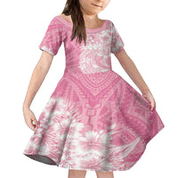 Polynesian Women's Day Kid Short Sleeve Dress Plumeria Passion - Pink LT7 KID Pink - Polynesian Pride