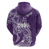 Polynesian Women's Day Zip Hoodie Plumeria Passion - Purple LT7 - Polynesian Pride