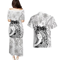 Polynesian Women's Day Couples Matching Puletasi and Hawaiian Shirt Plumeria Passion - White LT7 - Polynesian Pride