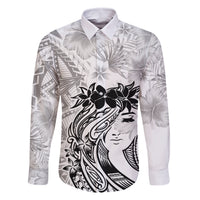 Polynesian Women's Day Family Matching Long Sleeve Bodycon Dress and Hawaiian Shirt Plumeria Passion - White LT7 Dad's Shirt - Long Sleeve White - Polynesian Pride
