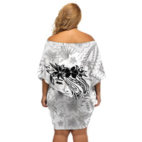 Polynesian Women's Day Off Shoulder Short Dress Plumeria Passion - White LT7 - Polynesian Pride