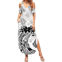 Polynesian Women's Day Summer Maxi Dress Plumeria Passion - White LT7 Women White - Polynesian Pride