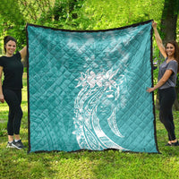Polynesian Women's Day Quilt Plumeria Passion - Teal LT7 - Polynesian Pride