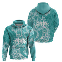 Polynesian Women's Day Zip Hoodie Plumeria Passion - Teal LT7 - Polynesian Pride
