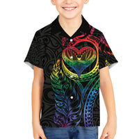 New Zealand Pride Family Matching Off The Shoulder Long Sleeve Dress and Hawaiian Shirt Takatapui Rainbow Fern