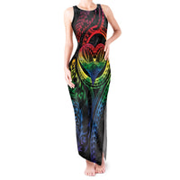 New Zealand Pride Tank Maxi Dress Takatapui Rainbow Fern LT7 Women Colorful - Polynesian Pride