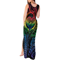 New Zealand Pride Tank Maxi Dress Takatapui Rainbow Fern LT7 - Polynesian Pride