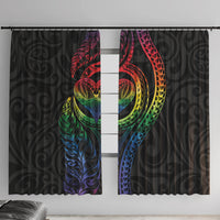 New Zealand Pride Window Curtain Takatapui Rainbow Fern LT7 With Hooks Colorful - Polynesian Pride