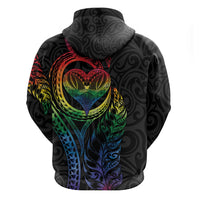New Zealand Pride Zip Hoodie Takatapui Rainbow Fern LT7 - Polynesian Pride