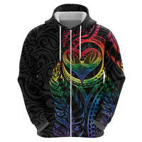 New Zealand Pride Zip Hoodie Takatapui Rainbow Fern LT7 - Polynesian Pride