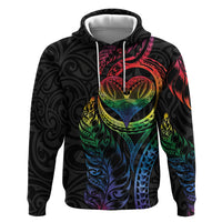 New Zealand Pride Zip Hoodie Takatapui Rainbow Fern LT7 Pullover Hoodie Colorful - Polynesian Pride