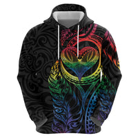 New Zealand Pride Zip Hoodie Takatapui Rainbow Fern LT7 - Polynesian Pride