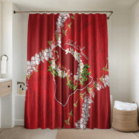 Hawaii Island Flowers Lei Bathroom Set Ohia Lehua Scarlet Red LT7 Shower Curtain Only Red - Polynesian Pride
