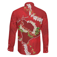 Hawaii Island Flowers Lei Family Matching Summer Maxi Dress and Hawaiian Shirt Ohia Lehua Scarlet Red