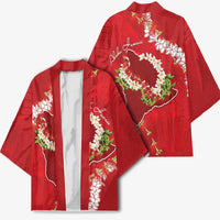 Hawaii Island Flowers Lei Kimono Ohia Lehua Scarlet Red LT7 - Polynesian Pride