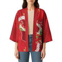 Hawaii Island Flowers Lei Kimono Ohia Lehua Scarlet Red LT7 - Polynesian Pride