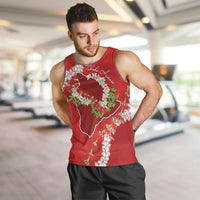 Hawaii Island Flowers Lei Men Tank Top Ohia Lehua Scarlet Red LT7 Red - Polynesian Pride