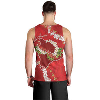 Hawaii Island Flowers Lei Men Tank Top Ohia Lehua Scarlet Red LT7 - Polynesian Pride