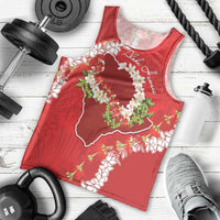 Hawaii Island Flowers Lei Men Tank Top Ohia Lehua Scarlet Red LT7 - Polynesian Pride