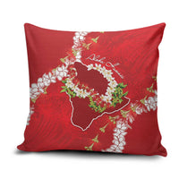 Hawaii Island Flowers Lei Pillow Cover Ohia Lehua Scarlet Red LT7 Red - Polynesian Pride